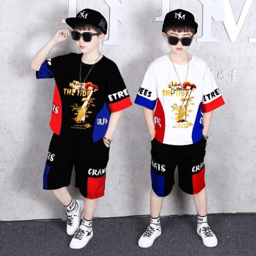 4-14 Years Summer Boy Clothing Set 2021 New Casual Fashion Active T-shirt+ Pant Kid Children Boy Teenager Clothing