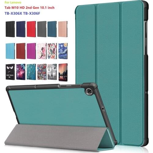 Tablet For Fundas Lenovo Tab M10 HD Gen 2 Generation 10.1 Cover TB-X306X TB-X306F 2020 Painted PU Leather PC Hard Shell