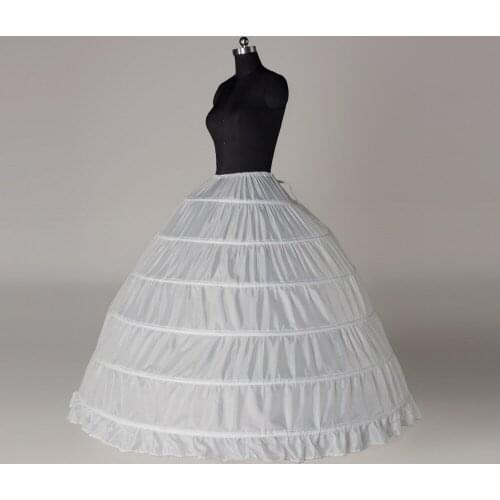 Tanpell Superior White 6 Hoops Ball Gown Tulle Wedding Petticoat Full Crinoline Petticoats Quinceanera Dress Petticoat
