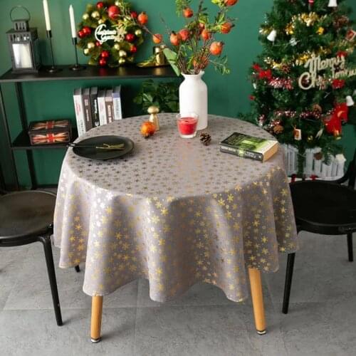 Tablecloth For Easter Gilded Snowflake Table Cove Round Tablecloth For Table silvery Table Cloth Set Cotton Linen Table cover