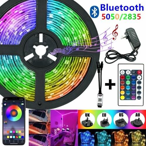 LED Strip Lights Bluetooth RGB 5050 2835 Infrared Flexible Lamp Tape Ribbon With Diode DC 12V 5M 10M 20M 32.8ft Home Decoration