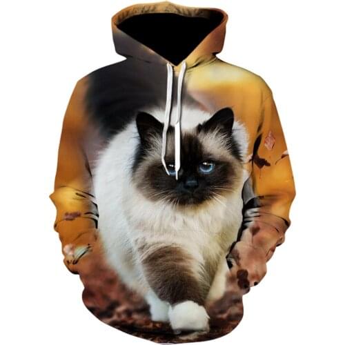 Cartoon kawaii hoodies animal 3D Printed hoodie Cat oversize Mens Sweatshirt Personalized Pullover Fashion cool Tops sudaderas