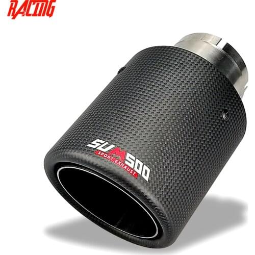 SUMSOO Universal Car Muffler Tail Pipe Matte curld 3k Carbon Fiber +Stainless Steel Pipe Modification Exhaust tips