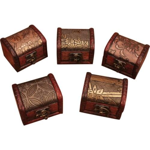 Vintage Wood Storage Box Handmade Lock Box Storage Organizer Jewelry Bracelet Pearl Case Gift Random Pattern