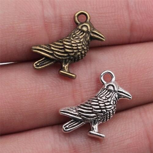 WYSIWYG 10pcs 17x17mm 2 Colors Antique Silver Color Antique Bronze Plated Pendants Bird Charm 3D Bird Pendants Sparrow Bird