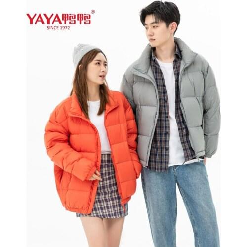 YAYA 2021 Winter Mens 90% White Duck Down Jacket Hooded Couples Style Thick Puffy Coat Windbreak Business Casual Warm Outwear