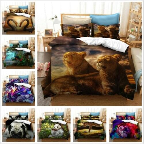 Animal Lion Tiger Panda Home Textile Pillow Case 3D Bed Linen Duvet Covers Comforter Bedding Sets Bed Set Home Decor Bedding
