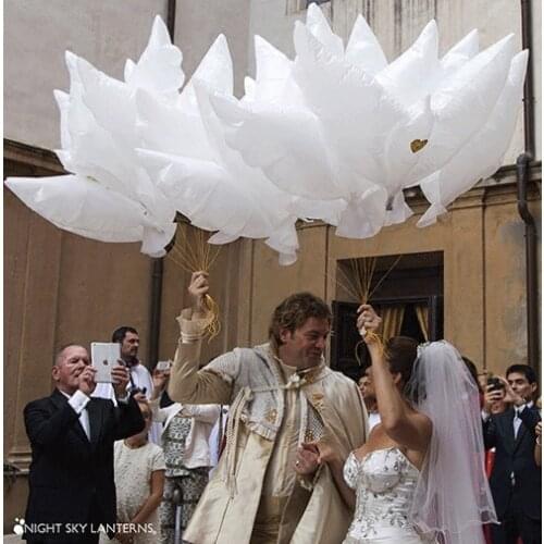 10/50pcs 104*48CM Aluminum Helium Dove Wedding Balloons Decoration Pigeons Balloons Flying White Balloon Classic Toys Supplies