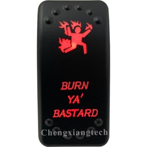 12V 20A / 24V 10A Dual Red Led 5P On Off SPST Rocker Switch Burn Ya' Bastard Waterproof for Car Boat Truck Circuit Breaker