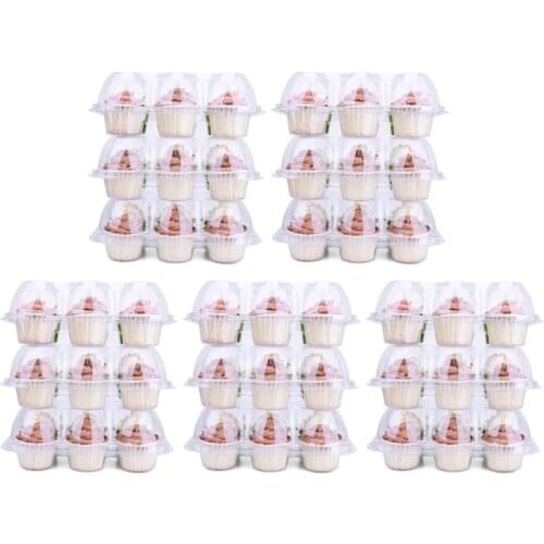15pcs 6 Holes Cupcake Packaging Box Transparent Mini Cake Storage Muffin Biscuit