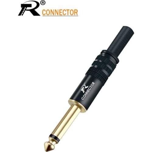 1PC Jack 6.35 Microphone plug 6.35mm Mono Male plug Assembly wire Connector Smoothly plating Audio speaker with spring