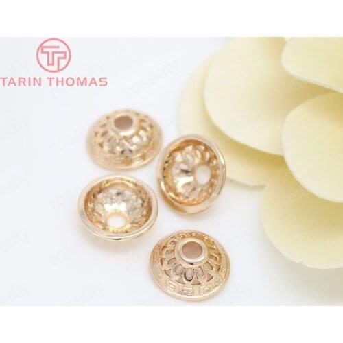 6PCS 12.5x5MM 24K Champagne Gold Color Plated Brass Beads Caps Tassel Caps High Quality Diy Jewelry Accessories