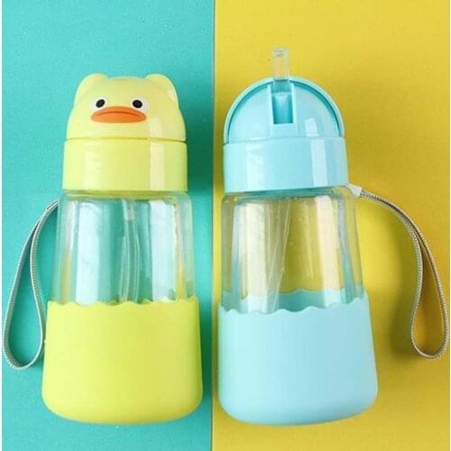 320ML Glass Baby Feeding Bottles BPA Free Anti-colic Baby Milk Bottle with Straw for Infants Feeding School Kids Bottle