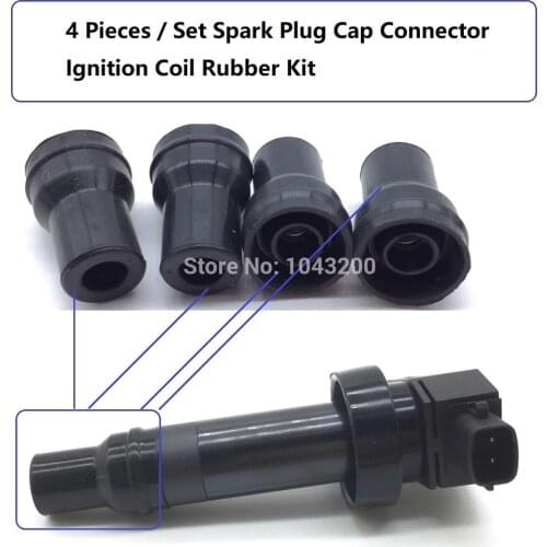 4 x Spark Plug Cap Connector Ignition Coil Rubber For Kia Soul 1.6L for Hyundai Accent Kia Rio OE# 273012B010 / 27301-2B010