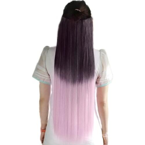 5 Clips Women Synthetic Clip In Invisible Hairpiece Straight Hair Extensions