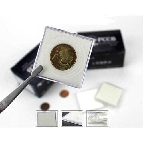 500Pcs Coin Square Storage Box Display Variety Diameter Plastic Box Coin Holder Capsules Container Coin Transparent Gaine SN1696