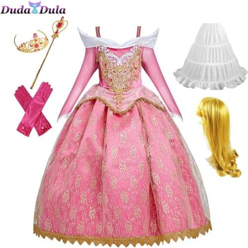 Kids Dresses for Girls Aurora Costume Baby Princess Summer Dress Christmas Fantasy Halloween Party Cosplay Childrens Dress