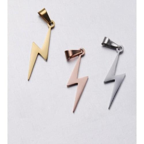 DIY multi specification lightning shape with hanging ring pendant50pcs 2021 new mirror stainless steel accessories accessories