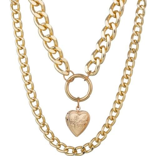 Hot Sale Love Shape Photo Album Pendent Necklace For Women 2 Layers Chain Chokers Neck Girls Birthday Party Home Nice Jewelry