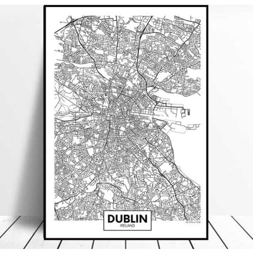 Ireland Dublin City Map Line Art Painting Decoration Picture Modern Living Room Decor Nordic Home Canvas Illustration Decoration