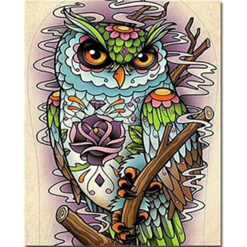 Colorful owl Animal DIY Painting By Numbers Wall Art Picture Acrylic Canvas Painting For Home Decoration Drop Shipping