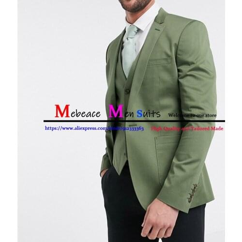 2021 Classic Dark Green Men Suits Notch Lapel Costume Homme Prom Slim Fit Tuxedo Wedding Groom Blazer 3 Pieces Terno Masculino