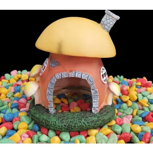 Beautiful Mushroom House Model High Simulation Fish Hideout Resin Mushroom Shelter House Aquarium Ornament Reptiles Supplies