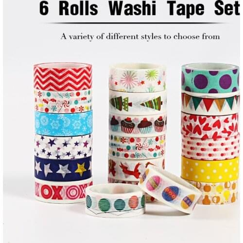 6pcs/lot Christmas Kawaii Washi Tape Set Masking stationery stickers scrapbooking DIY decorative cute school whasi vintage paper