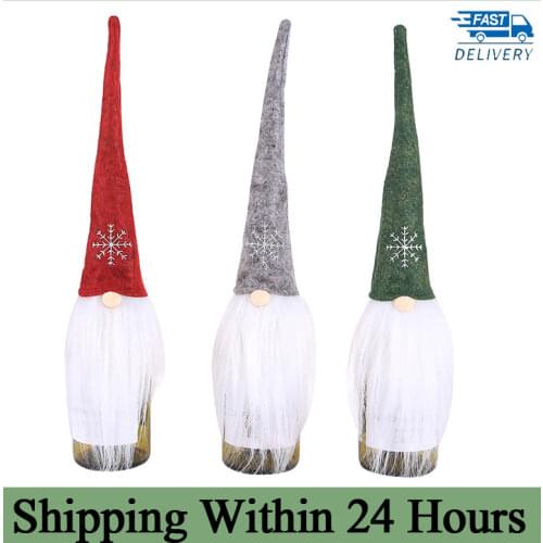 Cloth Art Christmas Wine Bottle Set/2021 New Linen Wine Bottle Bag/XMAS Decoration/Cartoon Santa Snowman Accessories Ornaments