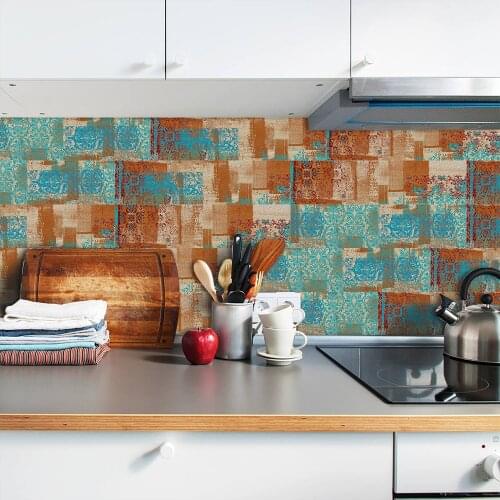 Rusty Pattern Wall Stickers Retro Oil-proof Waterproof Tile Wallpaper For Kitchen Bathroom Ground Wall House Decoration