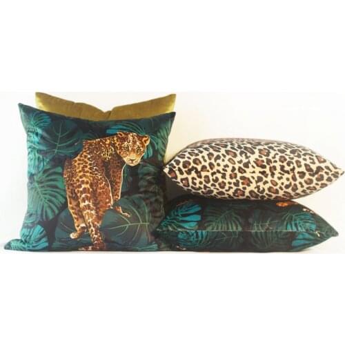 45x45cm Retro jungle leopard printed flannel cushion cover pillow case decorative sofa throw pillow cover