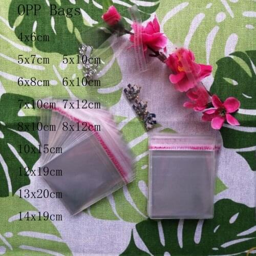 100pcs/lot OPP Poly Bags Clear small Jewelry Bags Self Adhesive Seal Plastic Packaging Bag Resealable Cellophane Display Bags