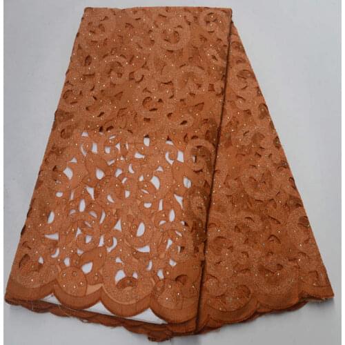 2019 Latest French Nigerian Organza Lace Fabric 5 yards High Quality Rhinestones Embroidered Tulle African Laces Fabric XGY02