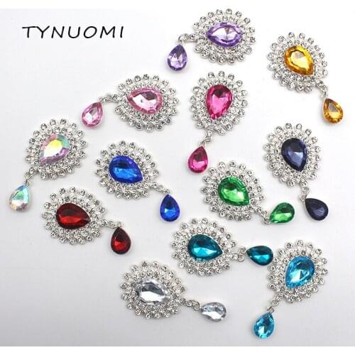 New 5Pcs 55*30MM Alloy Rhinestone Drop Pendant For Colthing Wedding Handmade DIY For Clothing Wedding Decoration Accessories