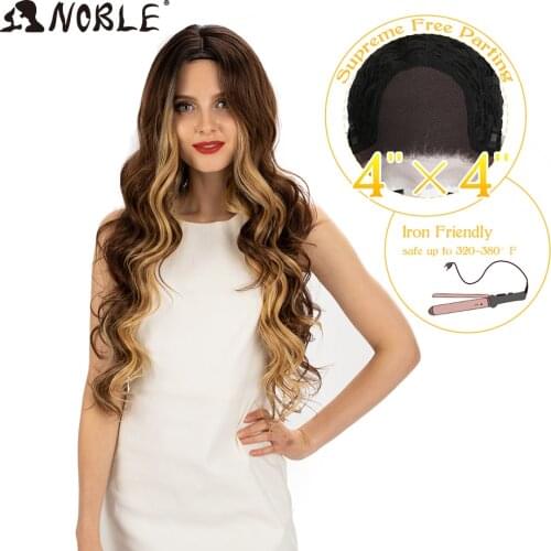 Noble 4X4 Lace Front Wig 30 Inch Lace Wavy 0mbre Blonde Wig Cosplay Synthetic Wigs For Black Women Synthetic Lace Front Wig
