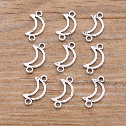 PULCHRITUDE 60pcs 9*17mm Zinc Alloy Vintage Hollow Out Small Moon Connectors Pendants Jewelry Making DIY Handmade Craft