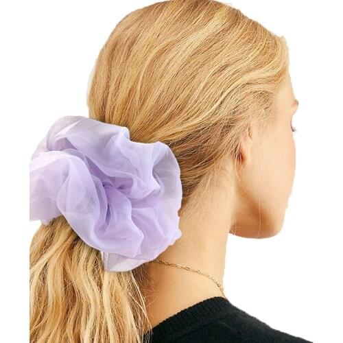 Oversized Fairy French Organza Hair Scrunchies Elegant Chiffon Women Elastic Hair Bands Girls Hair Ties Stretch Ponytail Holder