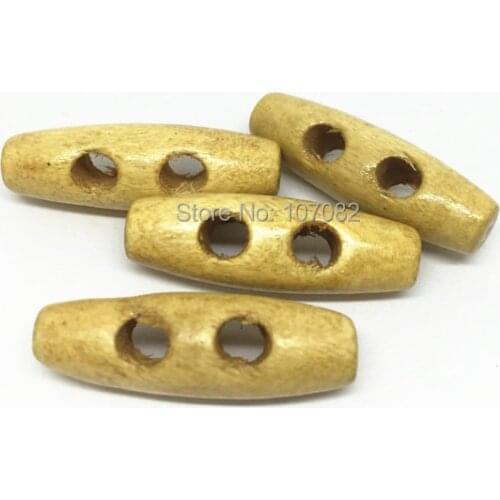 100pcs Natural Wood Horn Toggle Buttons Sewing 2 Holes Button Cloth Accessories 30x10mm(1-1/8"x3/8")