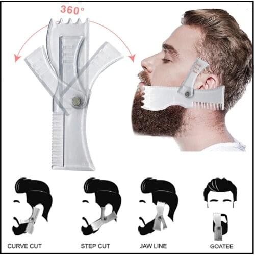 Men Beard Shaping Template Comb Tool Rotating beard style comb adjust the beard shape comb at different angles