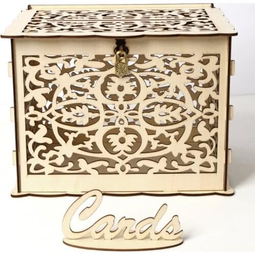 Wedding Card Boxes Wooden Box Wedding Supplies DIY Couple Grid Card Wooden Boxes