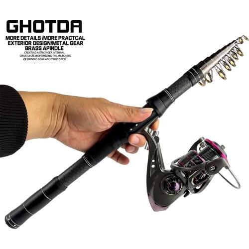 Telescopic Fishing Rod With Spinning Reels Combos Fishing Reel Pole Sets Kit For Travel Fishing Tackle