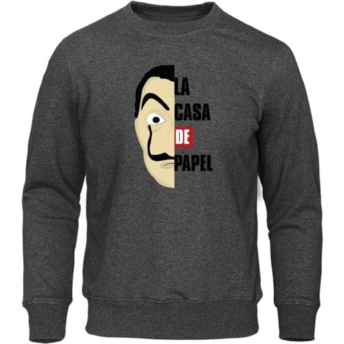 The House of Paper Hoody Men Autumn Tracksuit Streetwear La Casa De Papel Hoodies Costume Face Sweatshirt Mens Casual Pullover