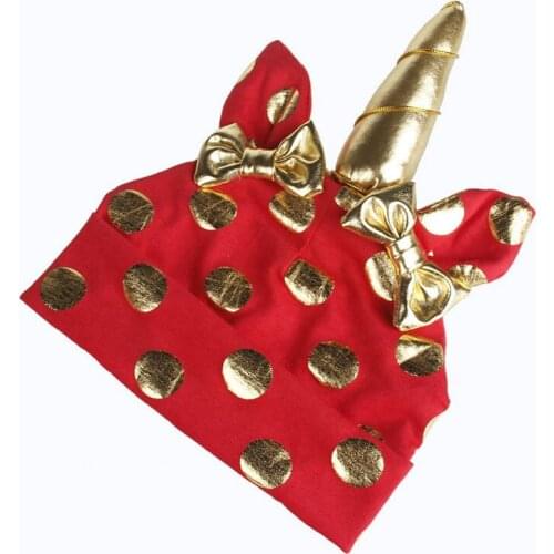 Yundfly Knitting Cap Gold Dot Boys Girls Unicorn Hat Bow Tie Knitted Skullies Beanies Kids Cute Warm Caps Headwear Gifts