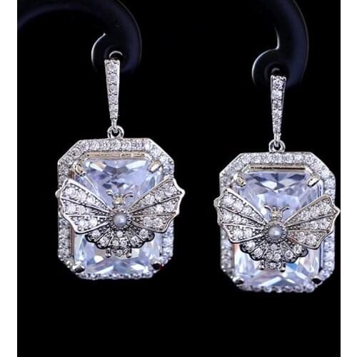 High Quality Designer Jewelry Fashion Sparkling AAA Cubic Zirconia Butterfly Earrings For Women New Year Gift Dropshipping