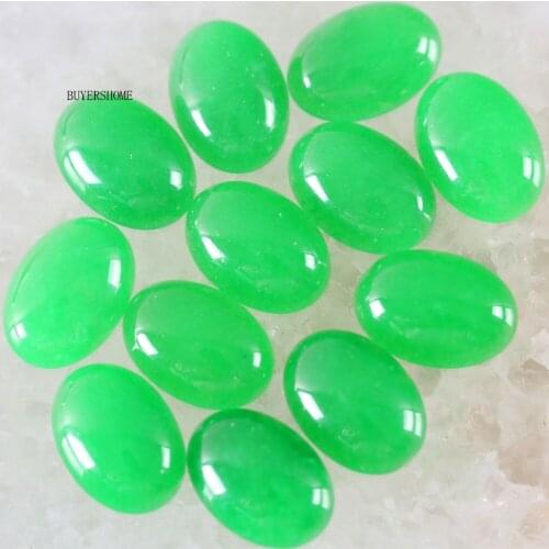 18x13MM&16x12MM CAB Cabochon Oval Natural Stone Bead Green Jades For Jewelry Making Necklace Pendant Bracelet Earrings 10Pcs