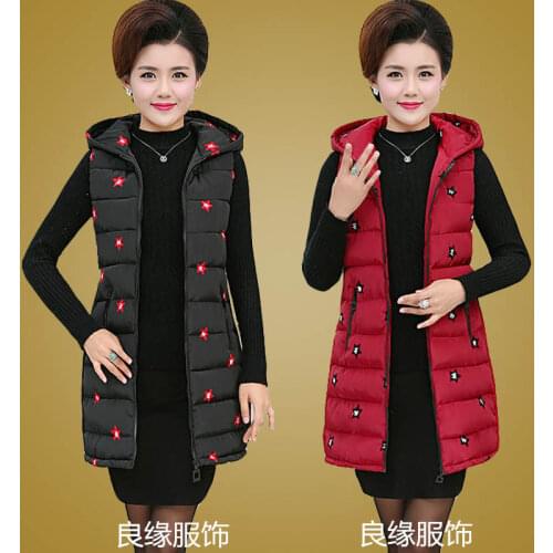 2021 Spring Winter Hooded Long Vest for Women Cotton Padded Female Sleeveless Jacket Ladies Big Pockets Casual Thick Parkas Q64