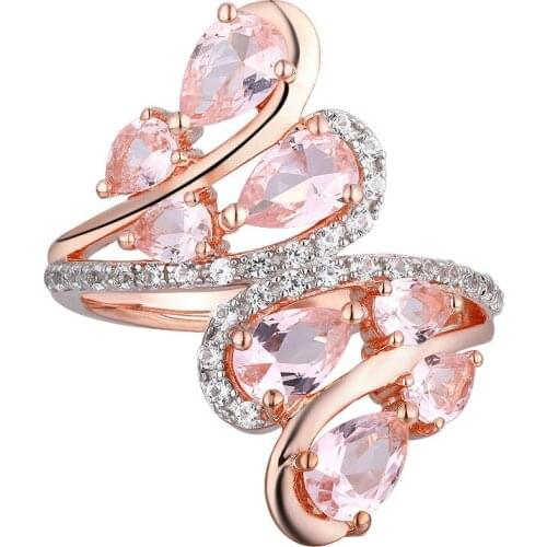 GZ ZONGFA Christmas Gift Pink Morganite Gemstone 14k Rose Fine Jewelry Women 925 Sterling Silver Ring