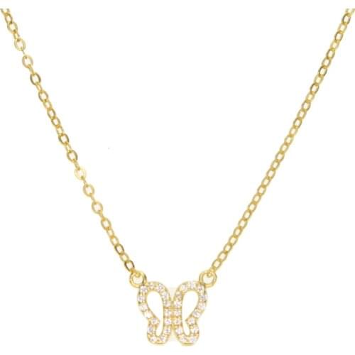 2021 Real Women Maxi Necklace Collier Collares New Arrive Dainty Delicate Cz Butterfly Charm Thin Chain 925 Silver Necklace