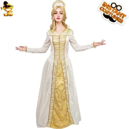 Women Medieval Princess Dress Costume Halloween Ladies Cosplay Party Suit Carnival Women Dress Up Deluxe Royal Queen for Adult
