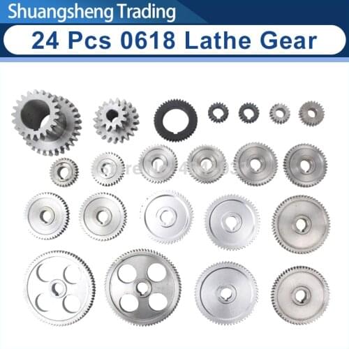 24pcs mini lathe gears CJ0618-347B Metal Cutting Machine gears Metal Gear Kit(Metric&imperial)